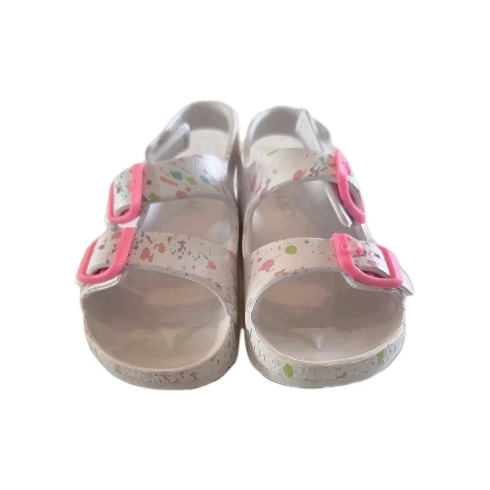 The Children's Place Paint Splatter Slides Girls Sandals Colorful Casual Size 8